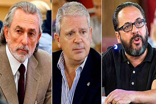 Correa, Crespo y "el Bigotes", durante el juicio por el caso Gürtel.