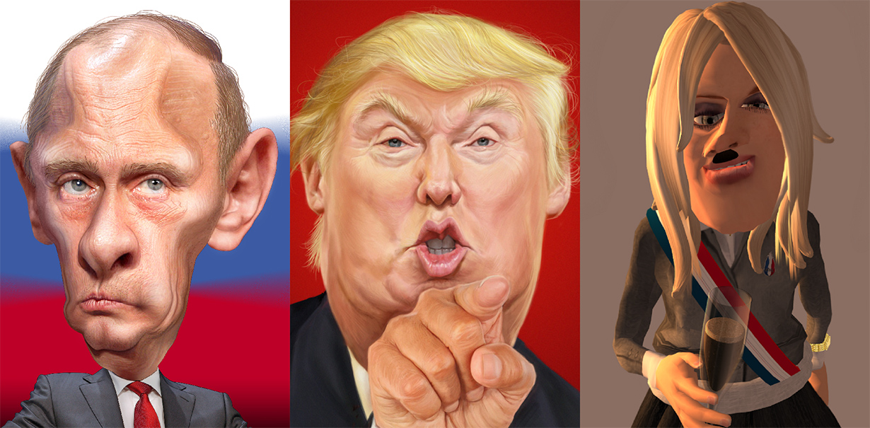 Vladimir Putin, Donald Trump y Marine Le Pen