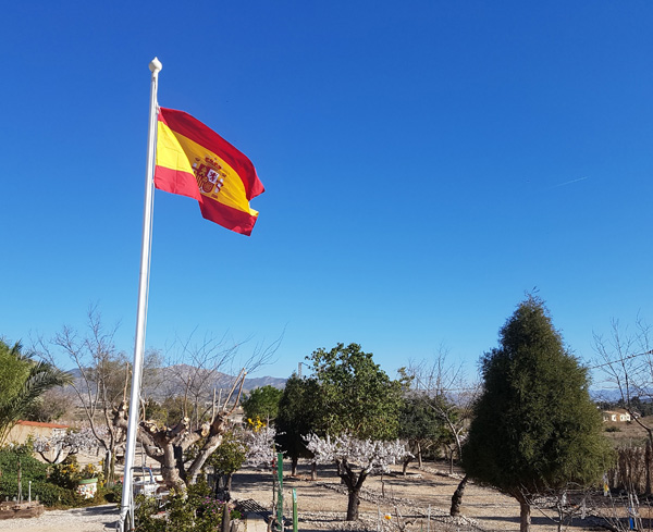 Bandera de España en finca privada de Toni Gil. Foto: T. GIL