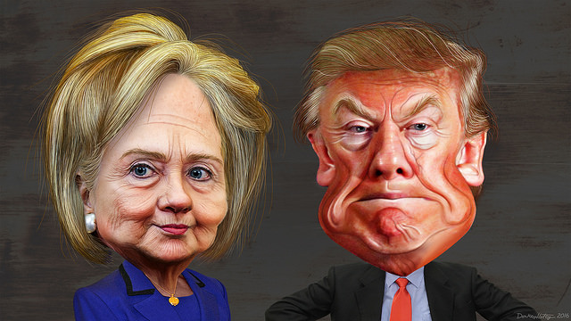 Caricatura de Hillary Clinton y Donald Trump, candidatos a la presidencia de Estados Unidos. Foto: FLICKR