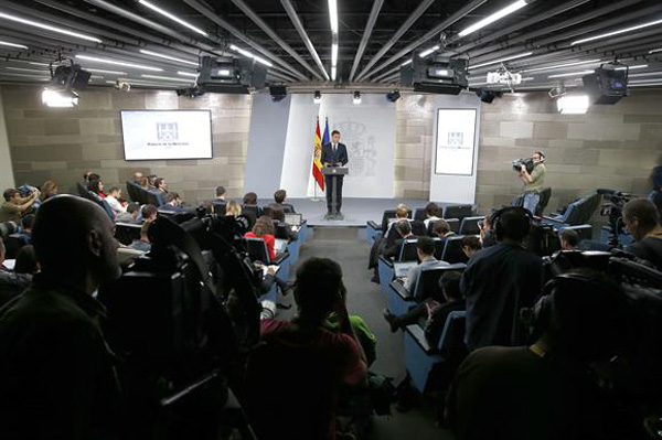 Pedro Sánchez anuncia su nuevo gobierno a los medios de comunicación. Foto: Moncloa/ JM CUADRADO