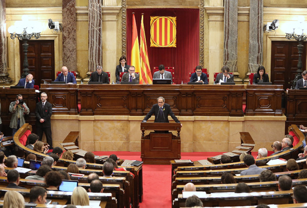 Joaquim Torra interviene en el Parlament de Cataluña. Foto: Generalitat de Catalunya