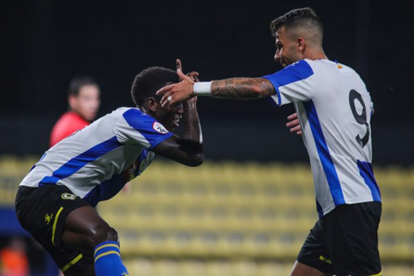 Jugadores del Hércules CF celebran el triunfo frente al Villarreal B. Foto: Hércules CF