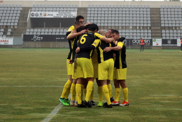 Jugadores del Hércules CF celebran su gol frente al Conquense. Foto: HERCULES CF